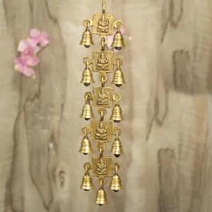 Antique Brass 11 Bells With Ganesha Figurine