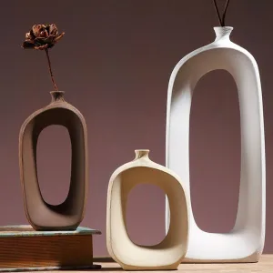 Brushed Ceramic Vase Vintage Nordic Style Home Decoration Vase Table decor ornaments Dried Flower Vase flower vases