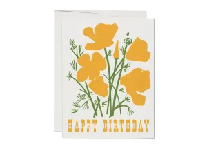 California Poppy :: Happy Birthday Greeting Card