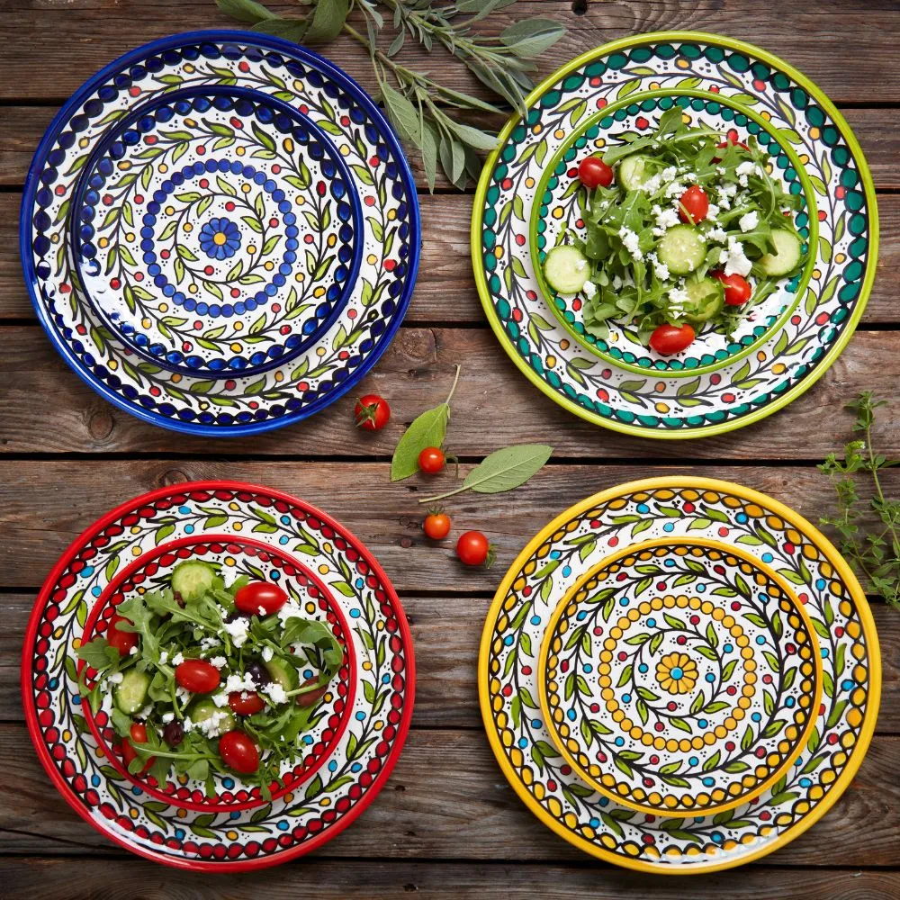 Ceramic Palestine Colorful Vine Red Salad Plate