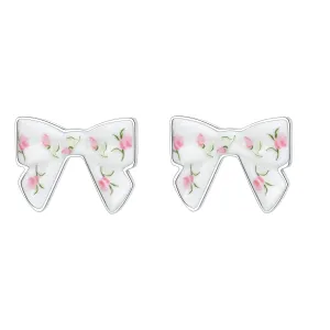 CERAMICS BOWKNOT EARRING / PINK&GREEN