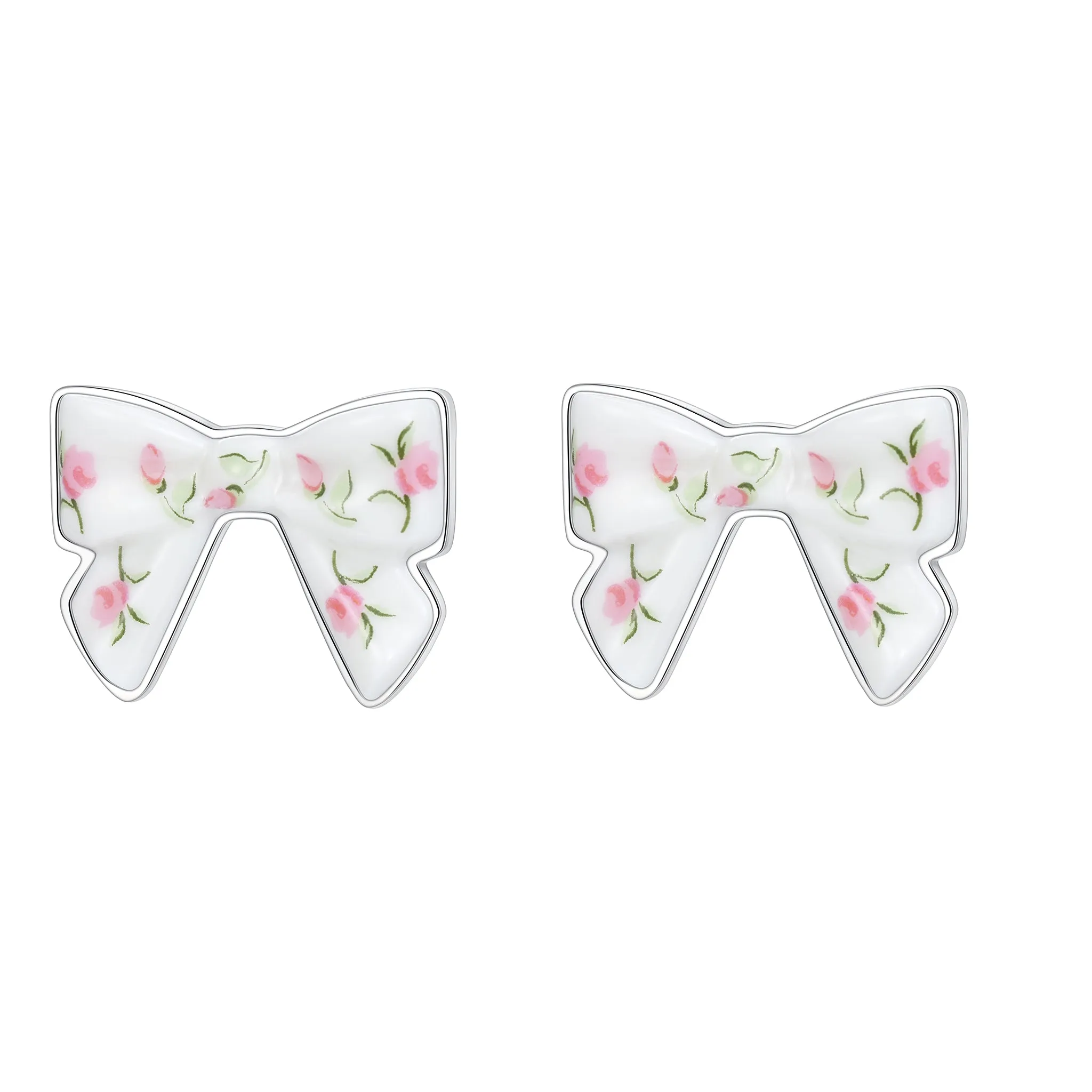CERAMICS BOWKNOT EARRING / PINK&GREEN