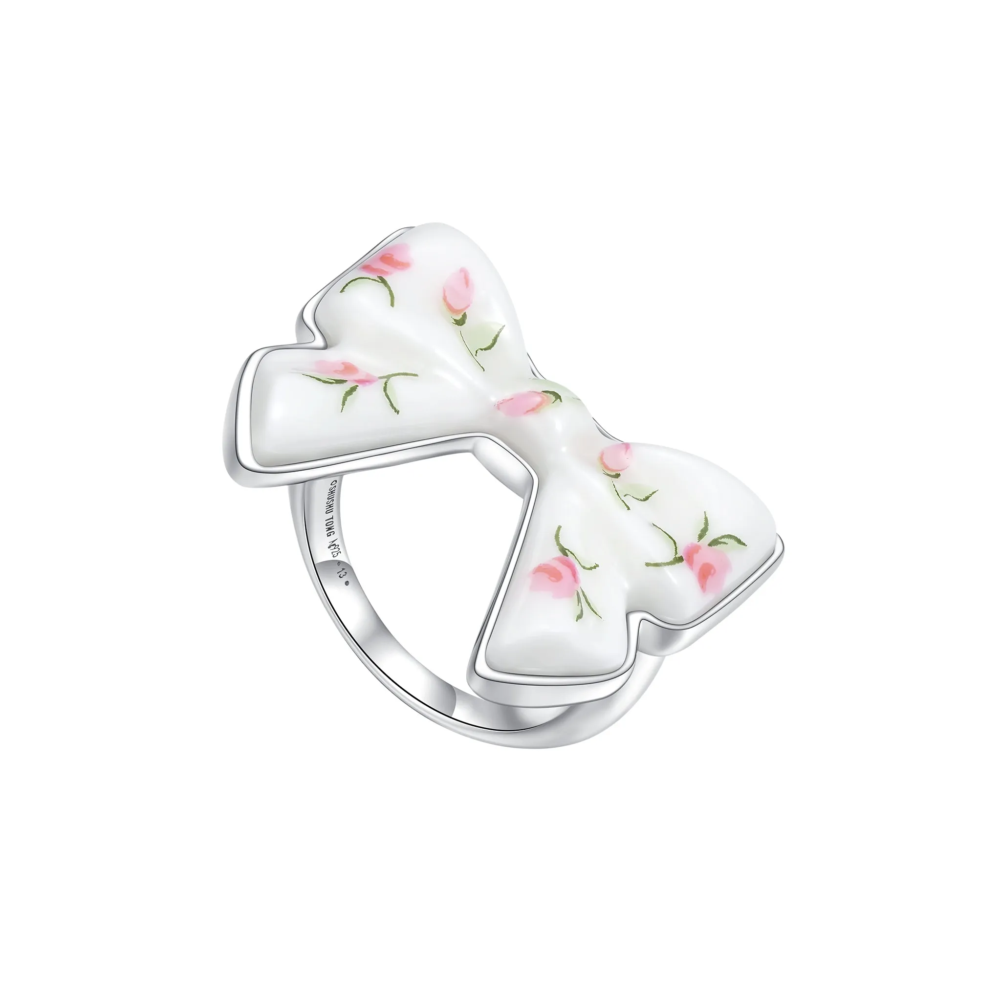 CERAMICS BOWKNOT RING / PINK&GREEN