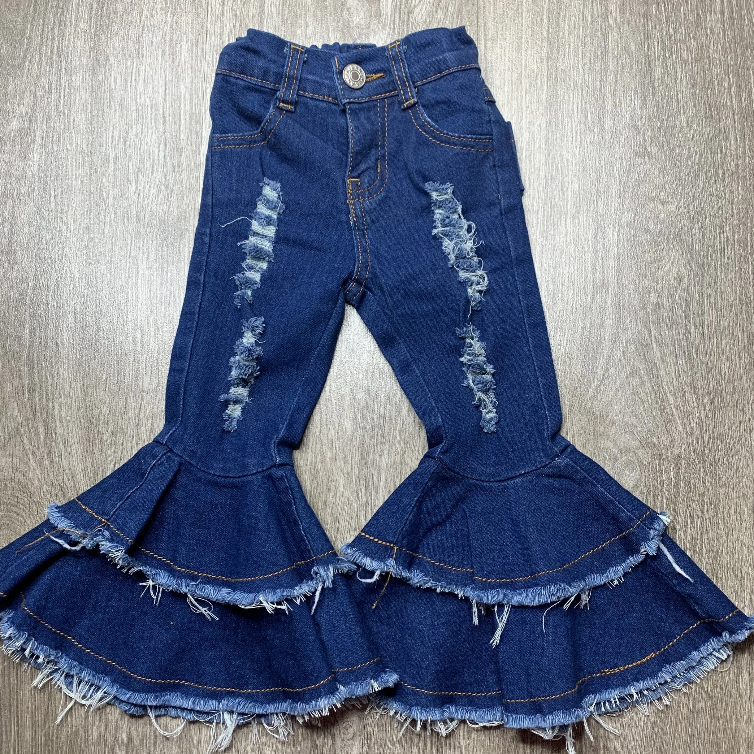 Double denim distressed Bells