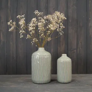 Elegant Ceramic Vase with Relief Design and Crackled Glaze - Vintage Home Décor