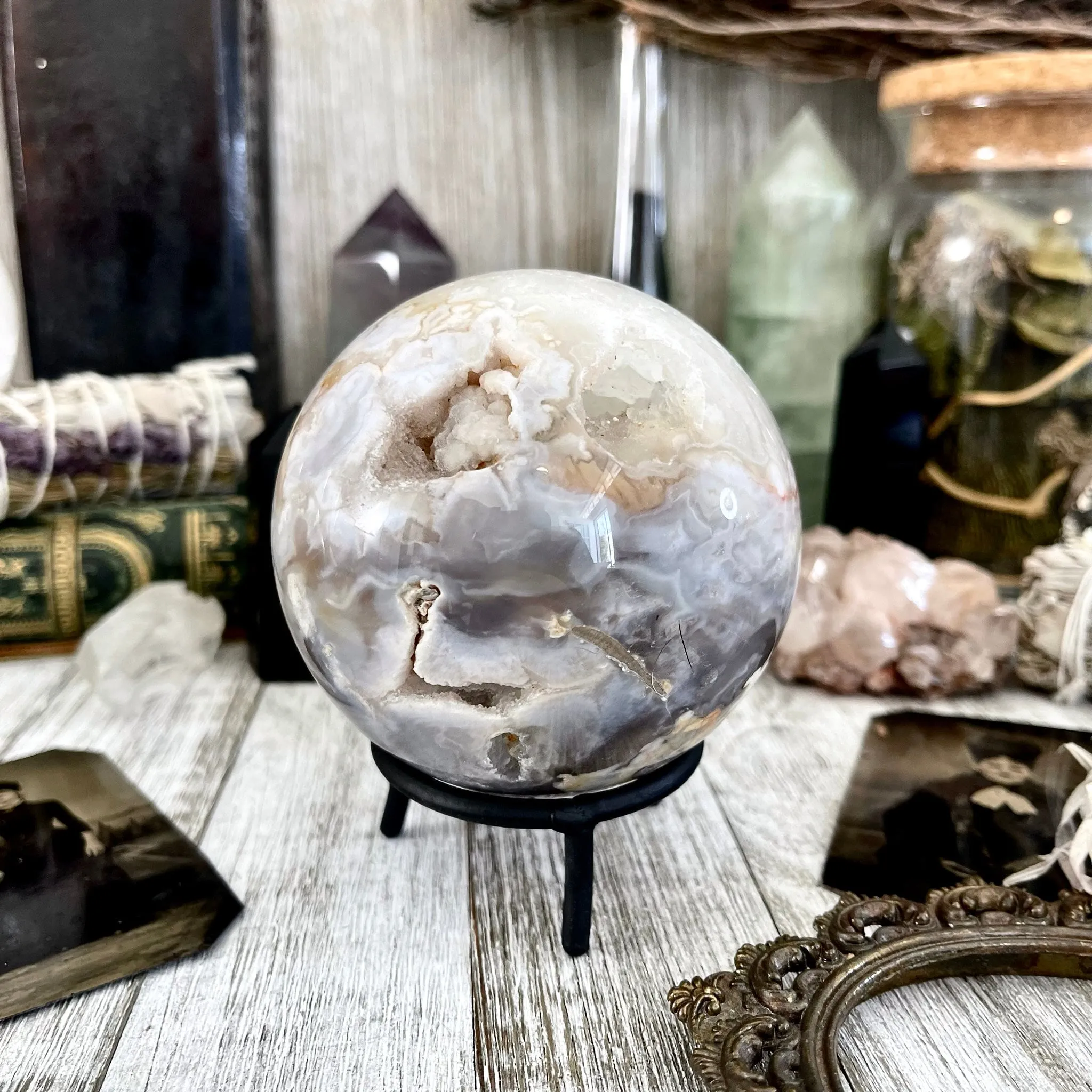 Flower Agate Crystal Ball  / FoxlarkCrystals