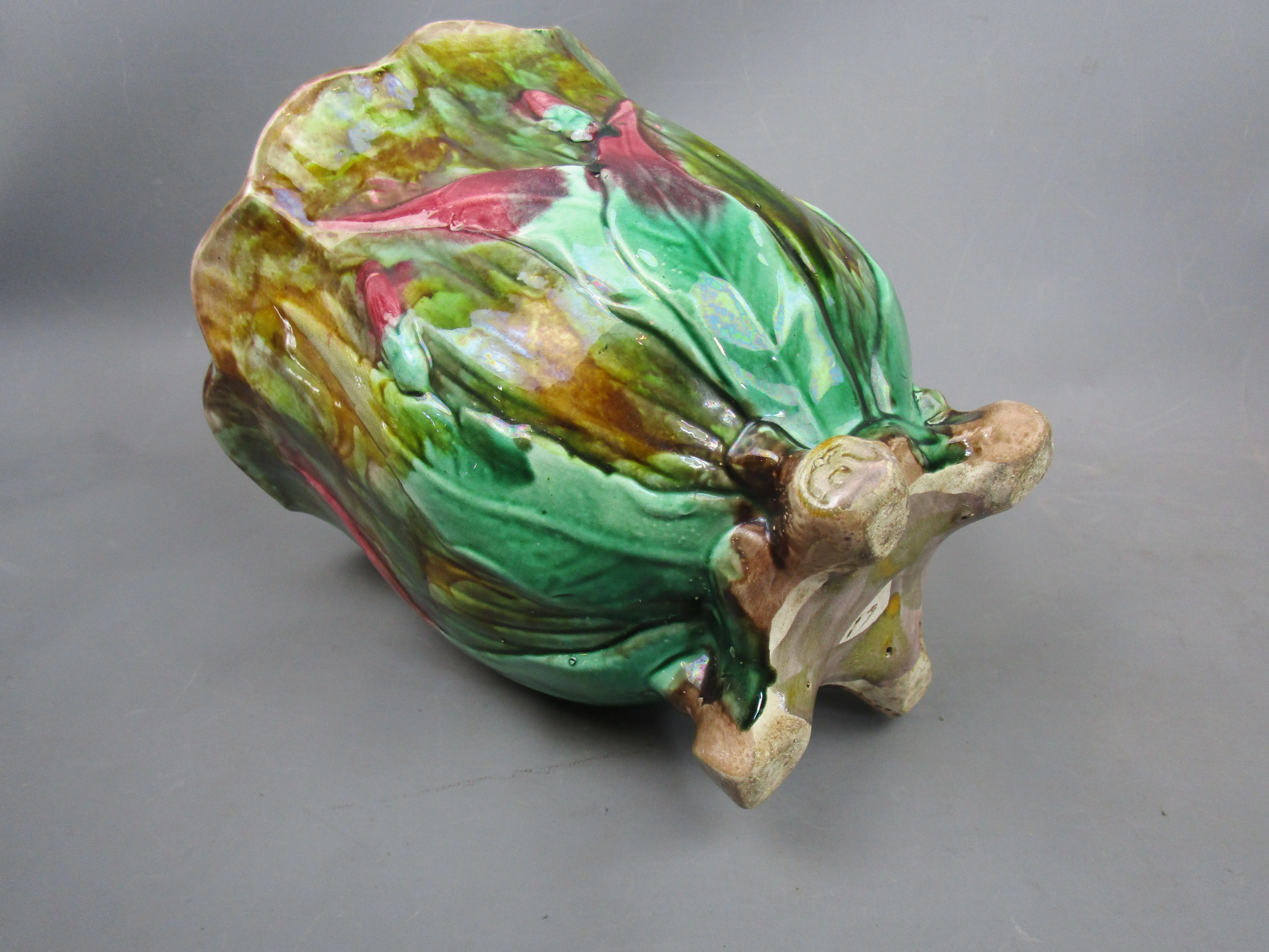French Art Nouveau Majolica Jardiniere With Floral Design Antique Victorian c1890