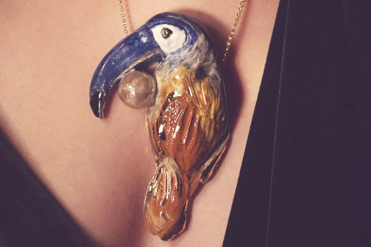 Handmade Ceramic Tucano Pendant