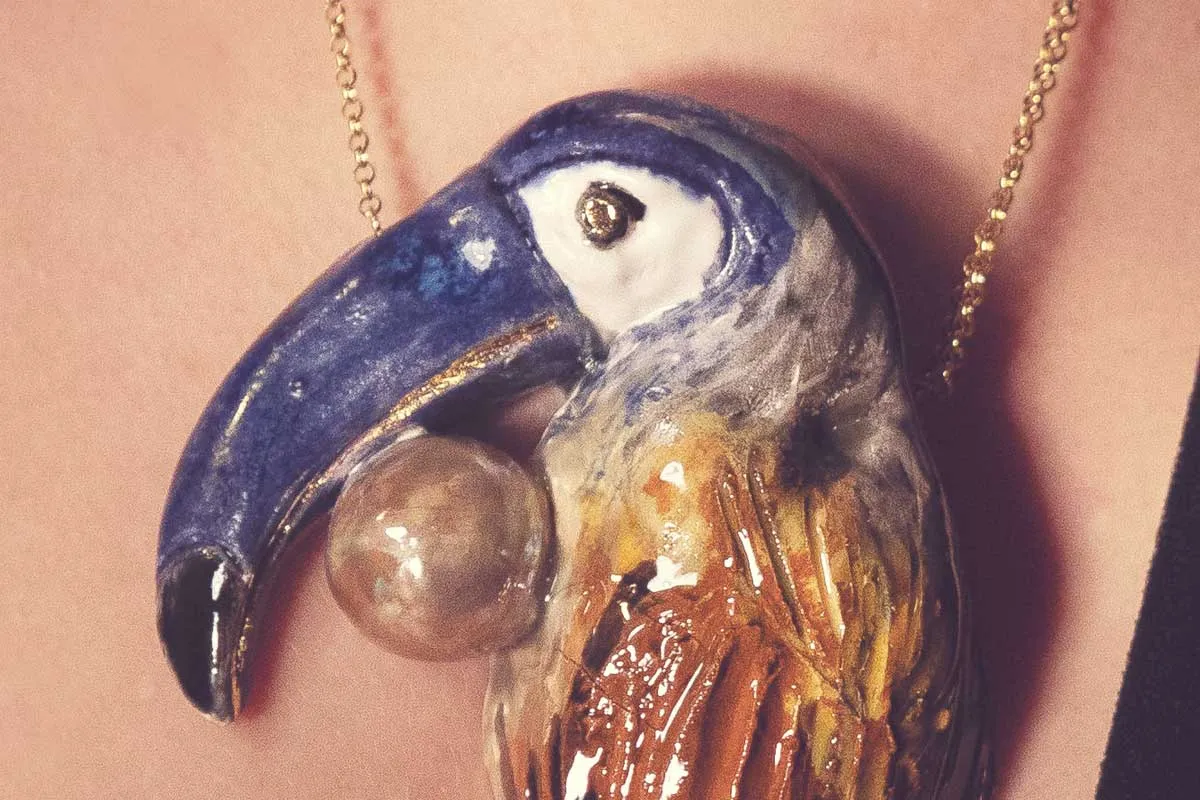 Handmade Ceramic Tucano Pendant