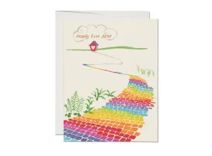Happily Ever After :: Rainbow Brick Road Wedding Greeting Card
