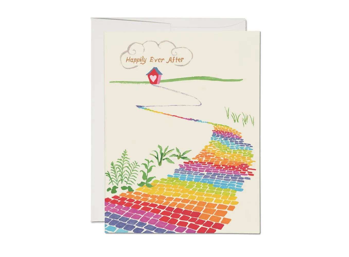 Happily Ever After :: Rainbow Brick Road Wedding Greeting Card