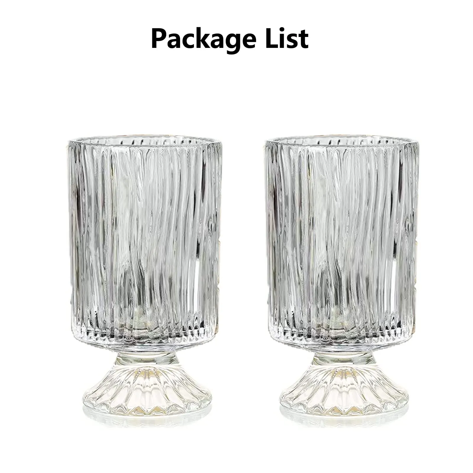 Large Clear Pedestal Vases for Centerpieces, Hewory 7.1in Crystal Glass Ribbed Footed Flower Vase, Fluted Wide Unique Decorative Vase for Wedding Birthday Anniversary Events Table Decor, Line