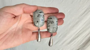 Picasso Jasper Earrings. Monte Alban Bells Sterling Silver. 2213