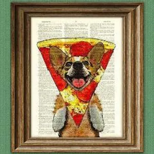 Pizza Corgi! dictionary page book art print