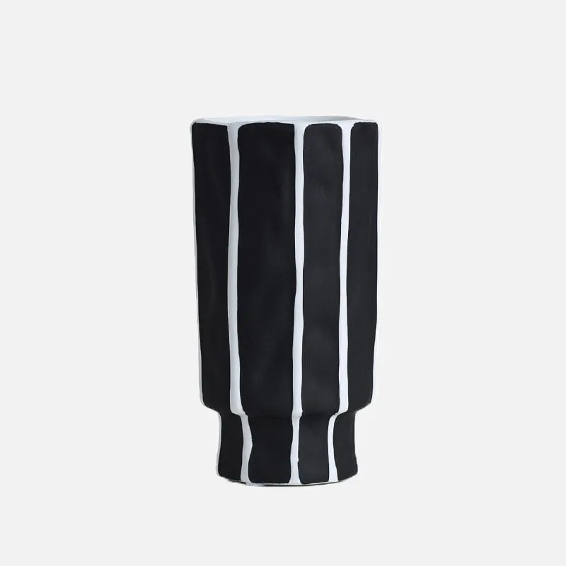 Santo Black and White Geometric Ceramic Vase