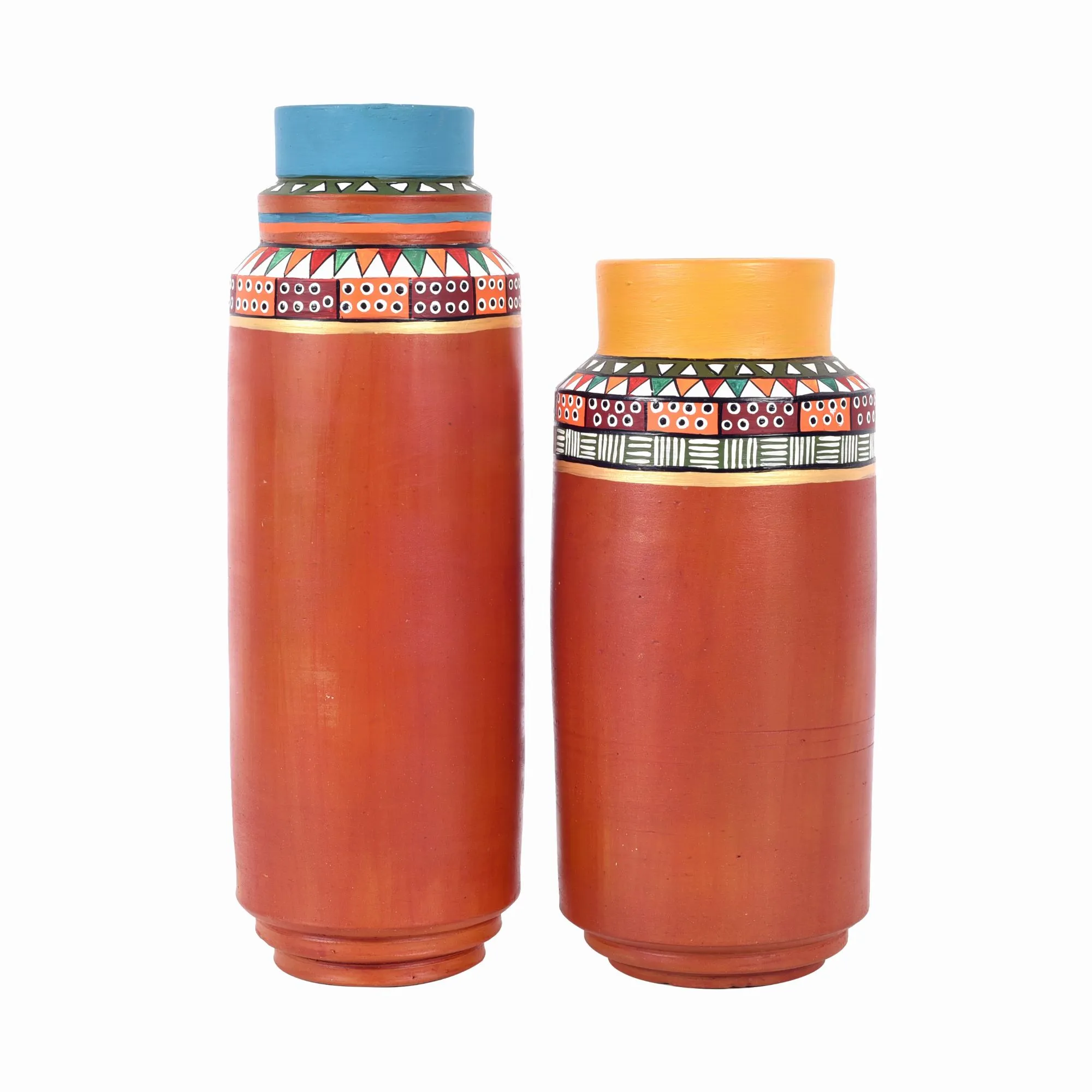 Sunset Glow Terracotta Vases (Set of 2) (4x4x10)
