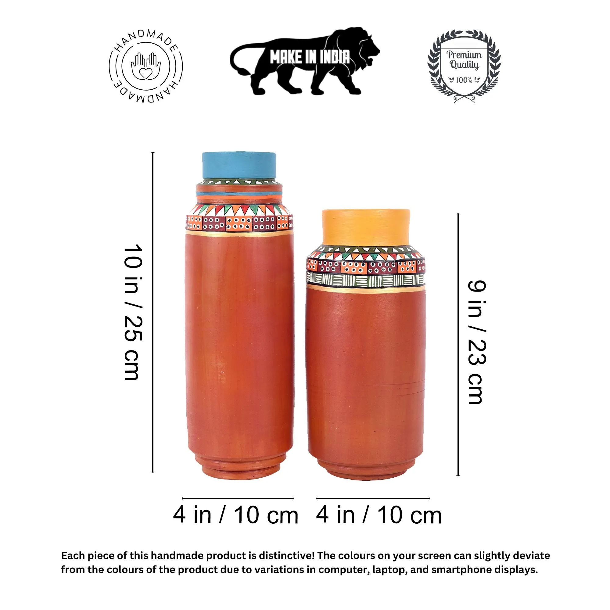 Sunset Glow Terracotta Vases (Set of 2) (4x4x10)