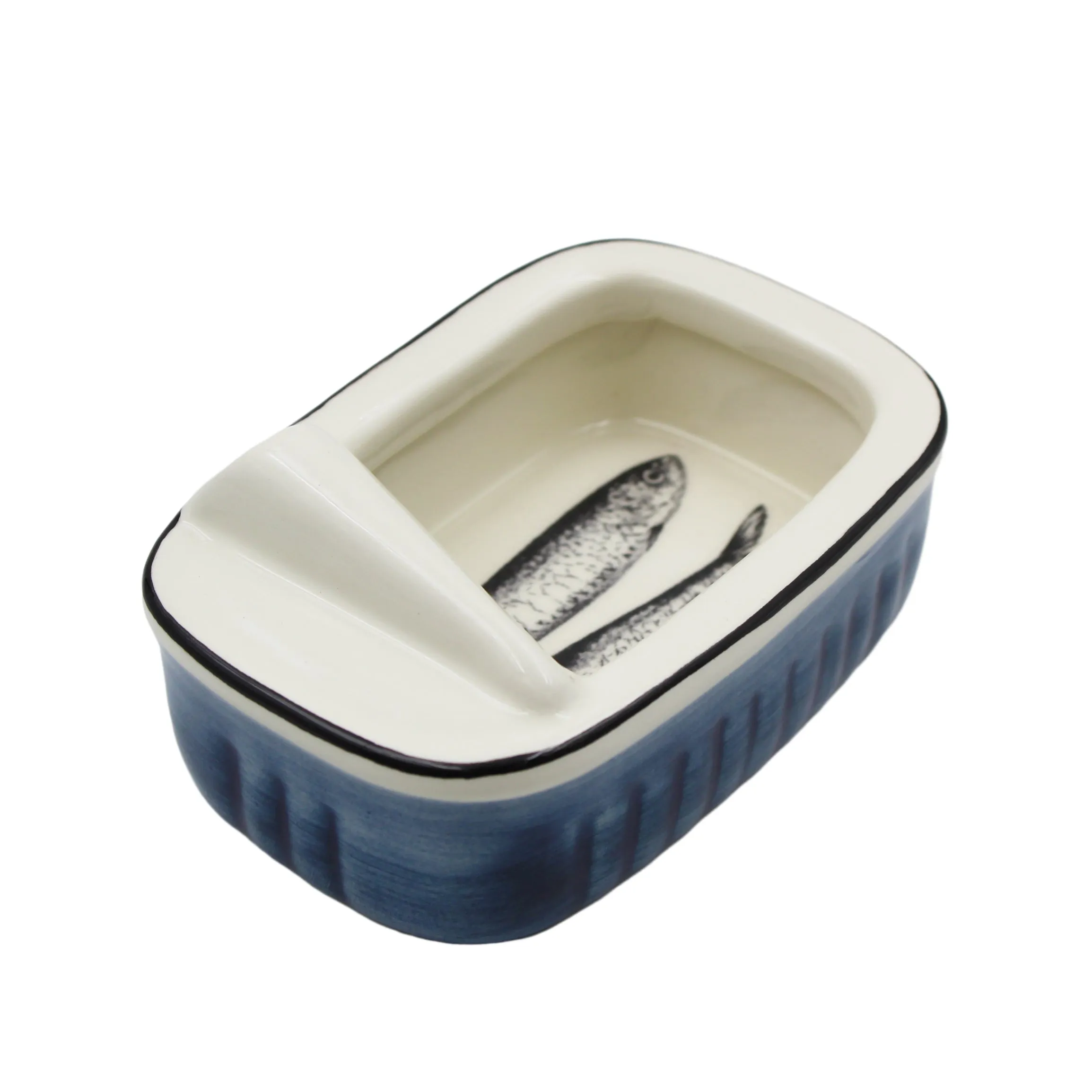 Traditional Blue and White Decorative Ceramic Sardine Can