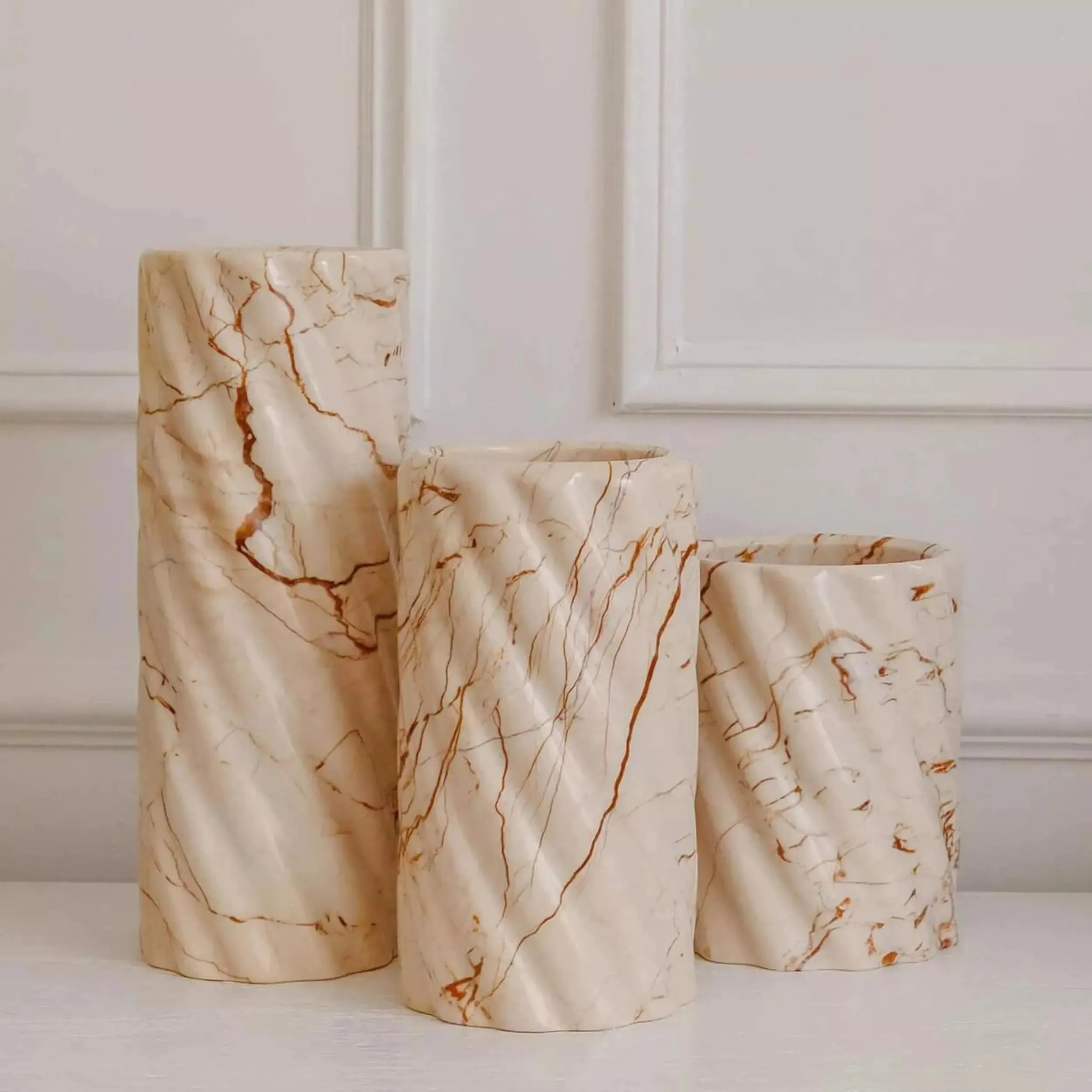 Twist Stone Vase Tall - Sofitel Gold Marble