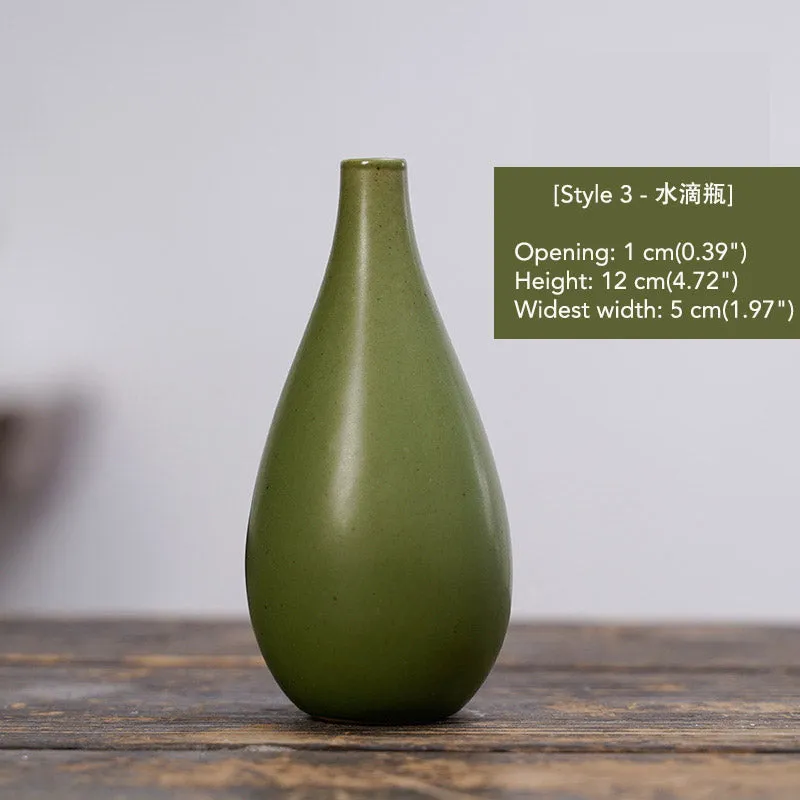 Vintage Distressed Ceramic Small Flower Vase Chinese Zen-style Vase Ornaments