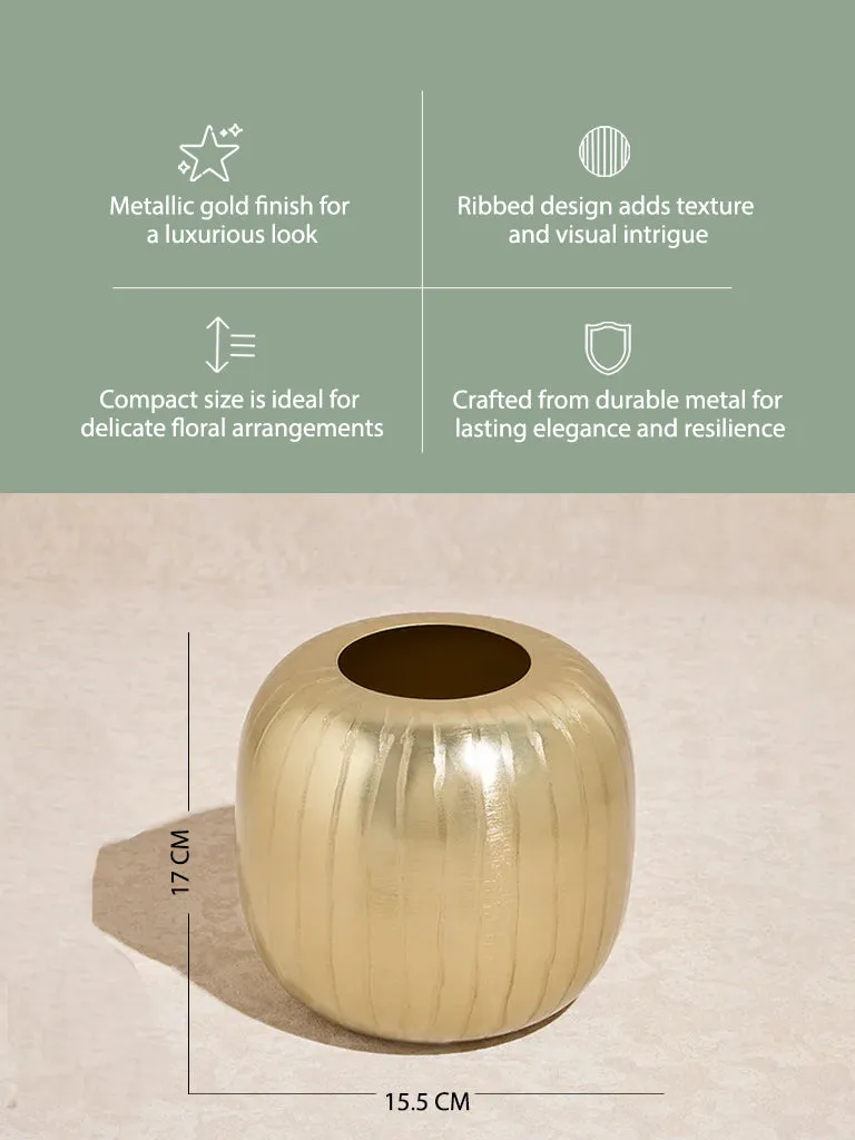 Westside Home Gold Ribbed Vase - Small