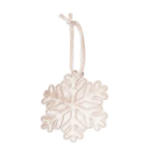 White Velvet Snowflake Ornament